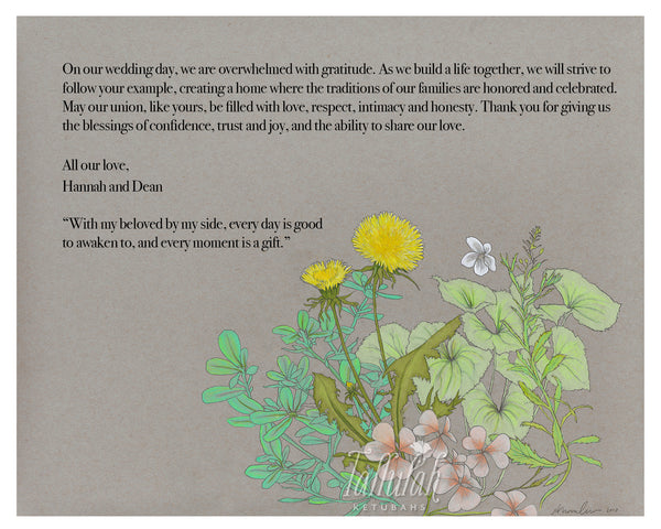 Dandelion Purslane Herbal Parents Gift | Tallulah Ketubahs