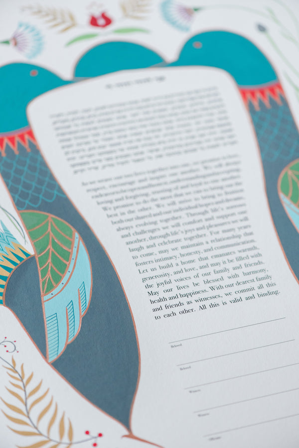 Folk Art Hamsah Parents Gift | Detail Shot | Tallulah Ketubahs