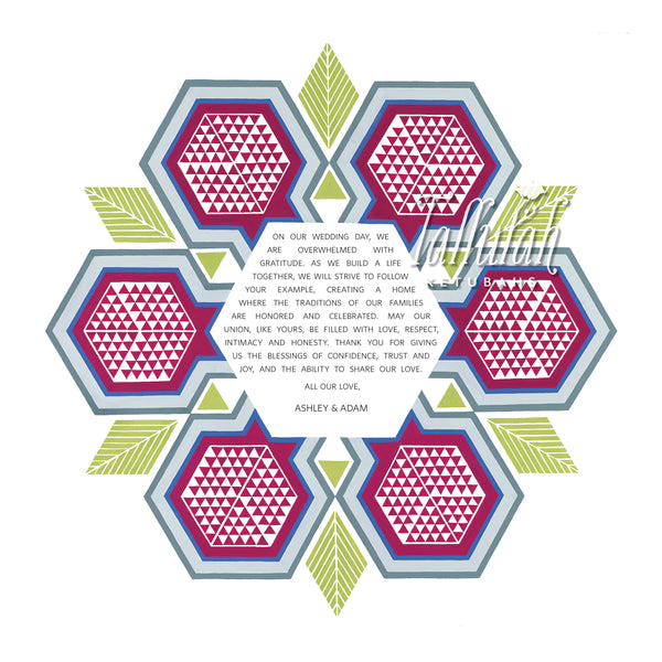 Geometric Pomegranate Parents Gift | Tallulah Ketubahs