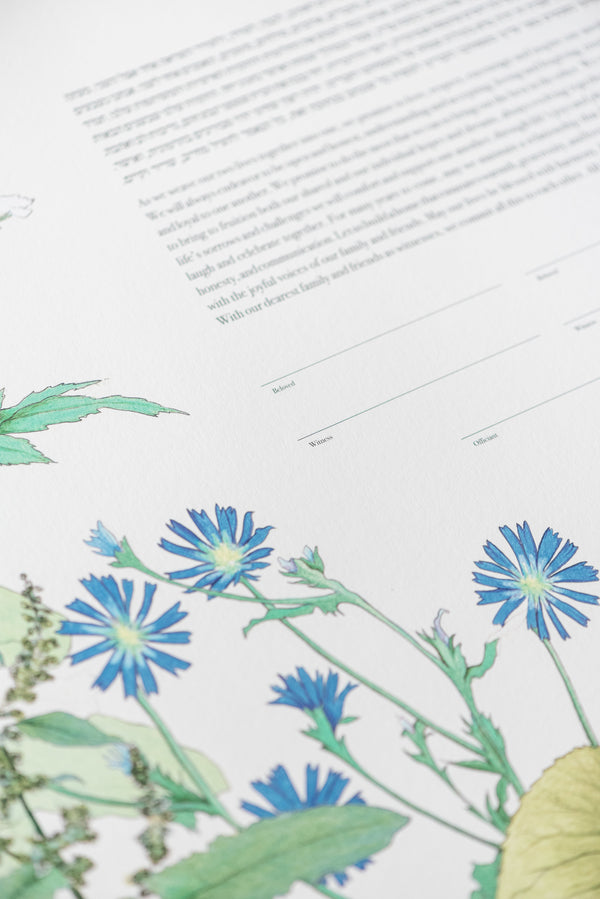 Milkweed Herbal Parents' Gift | Detail Shot | Tallulah Ketubahs
