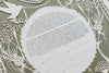 Love Birds in the Garden Papercut Ketubah with Moss Color Background | Detail Shot | Tallulah Ketubahs