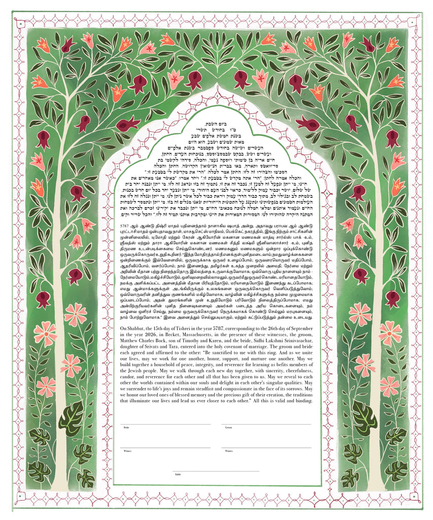 Custom Ketubah for Matthew & Sidhi - Balance