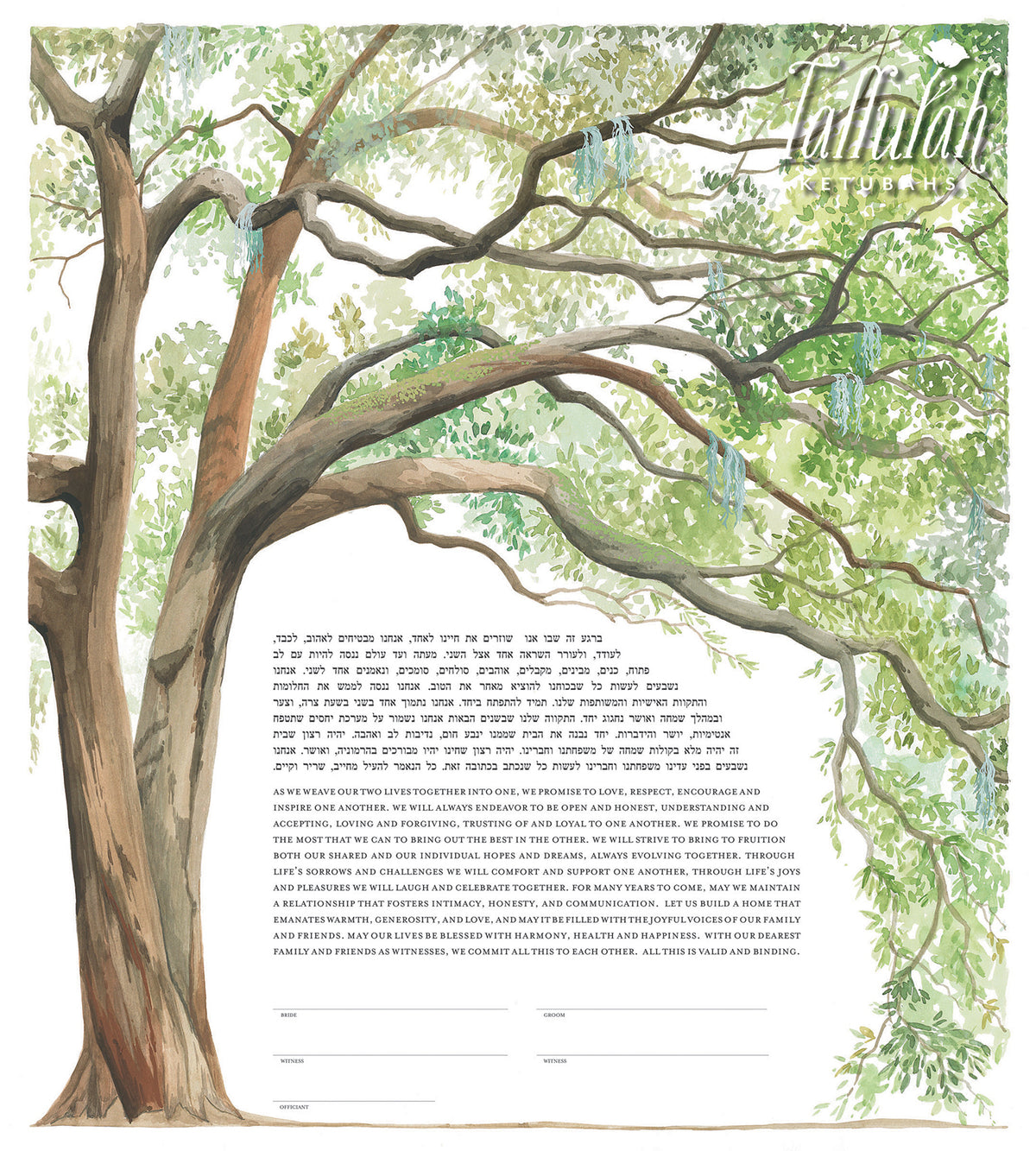 Live Oak Tree Ketubah – Tallulah Ketubahs