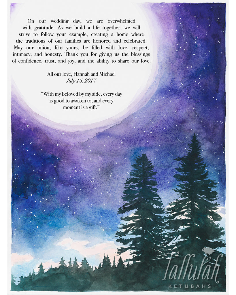 Tall Trees in the Moonlight Parents Gift | Tallulah Ketubahs